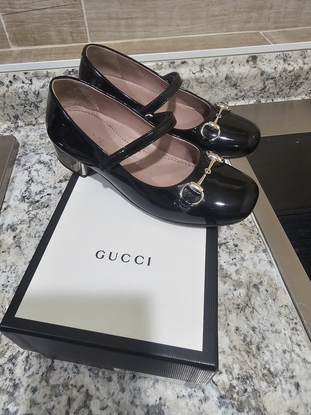 Gucci Black Patent Mary Jane Heel with Horsebit Detail US12 EU29